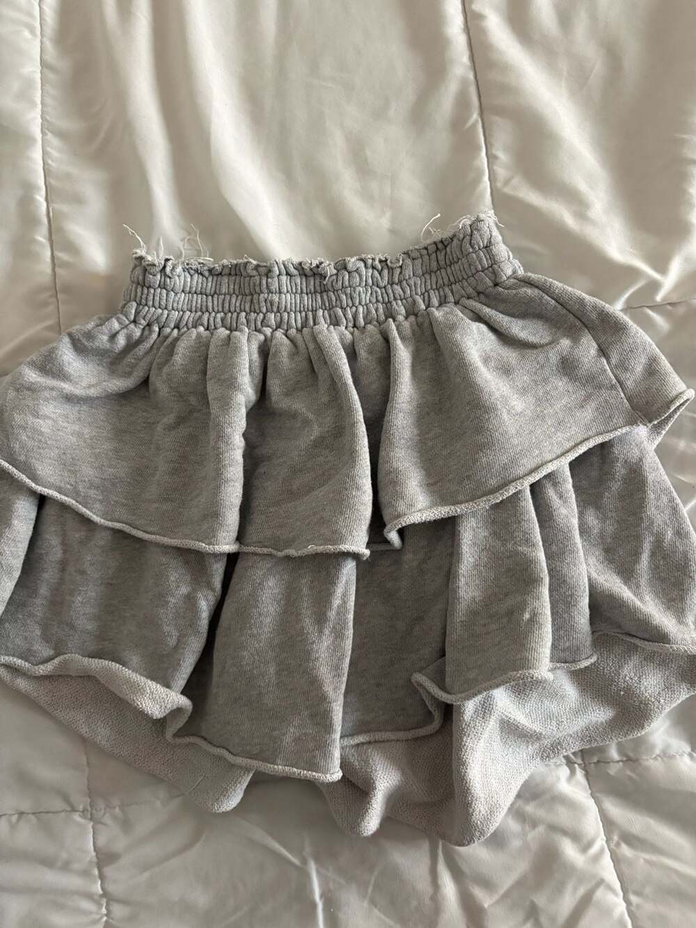 Aerie Women's Heather Grey Tiered Sweatshirt Mini Skirt